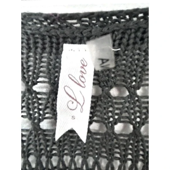 Womens Sleeveless Long Crochet Shawl Open Cardigan Cover Up Fringe Gray Sz S - Picture 11 of 12